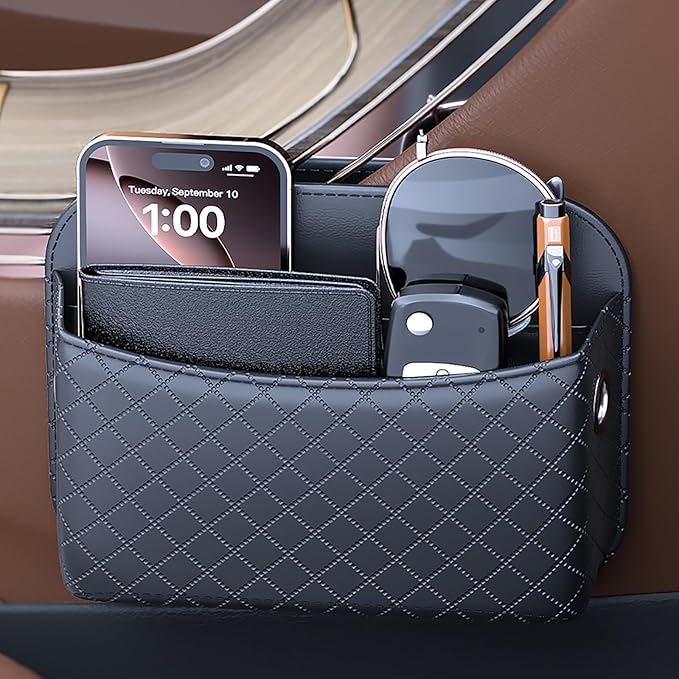 2 PCS Car Seat Side Storage Pocket Organizer Holder for Auto Door, Console, Vehicle Seat Gap Filler Tray Bag for Phone, Pen, Key, Sunglass, Invoice, Car Registration, Notepad, Card, USB Data Line