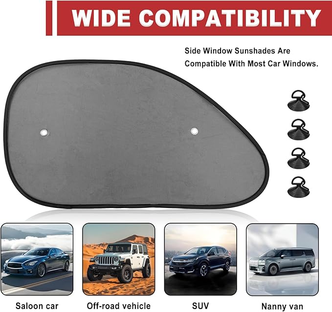 2 Pieces Universal Car Window Sun Shade Side Window UV Protection for Child and Baby Blocks Glare Sunlight and Heat Reduces Fading and Damage Fits Most Cars