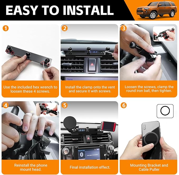 Metal Dashboard Phone Holder Compatible with 2010-2024 Toyota 4Runner Dashboard Magnet Phone Mount for 2023 Toyota 4Runner Accessories(4runner 2010-2024)