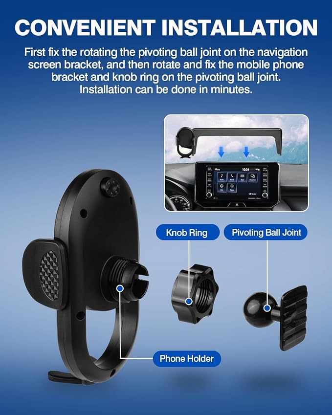 Autorder Car Phone Holder for 2021-2024 Toyota Venza XU80 LE XLE Accessories Phone Mount 8" Screen Cell Phone Automobile Cradles Hands-Free 360 Degree Rotation(Not for 12.3'' Screen)