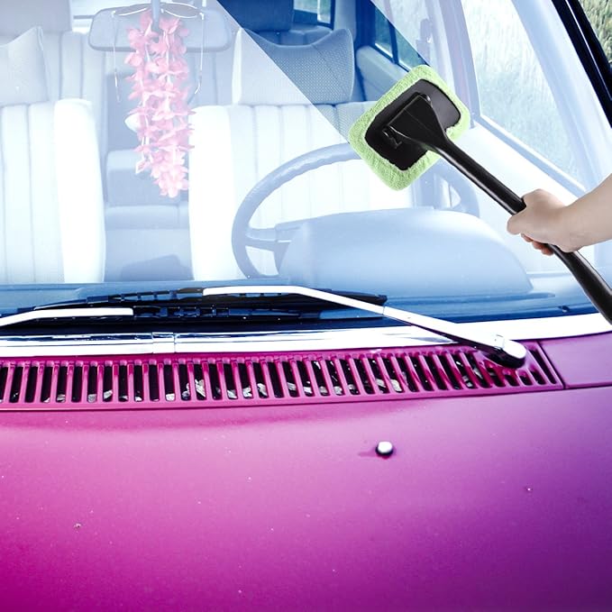 AutoEC Auto Glass Cleaner Wiper Keeps Cars Vehicles Interior Exterior Windshields Windows Clean, Come with 2 Pads Washer Towel and 30ml Spray Bottle, Use Wet or Dry