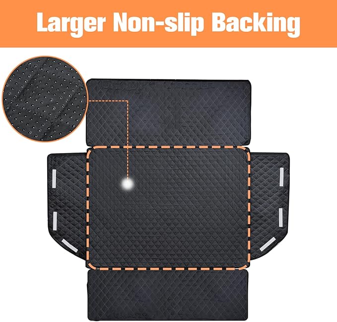 PETICON SUV Cargo Liner for Dogs, Waterproof Pet Cargo Cover Dog Seat Mat for SUVs Sedans Vans with Bumper Flap Protector, Non-Slip, Large Size Universal Fit, Brown