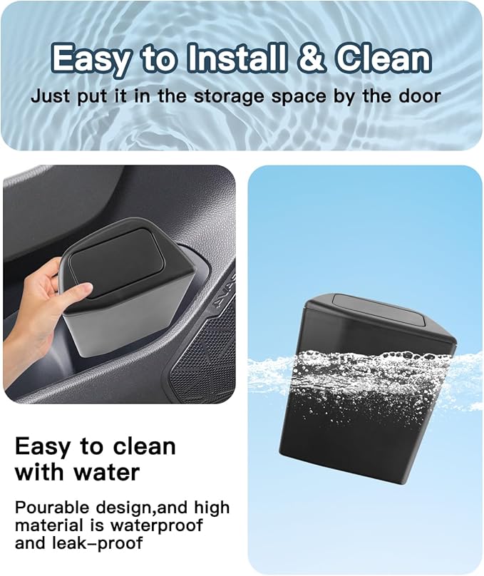 Ruiya 2019-2024 2025 RAV4 Trash Can for Toyota RAV4 XA50 Accessories Portable Mini Car Trash Bin with Lid for Storage and Organizer Car Door Garbage Can Compatible with 2019-2025 Toyota RAV4