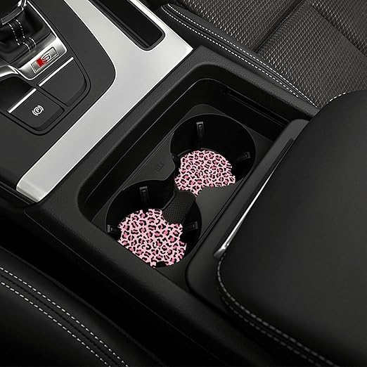 Car Trash Bag Leopard Print Pink Hanging Back of Seat Car Portable Trash Bag Leopard Print Pink Waterproof One-Handed Portable Strap Drawstring Garbage Bags 2 Pieces Car Coasters