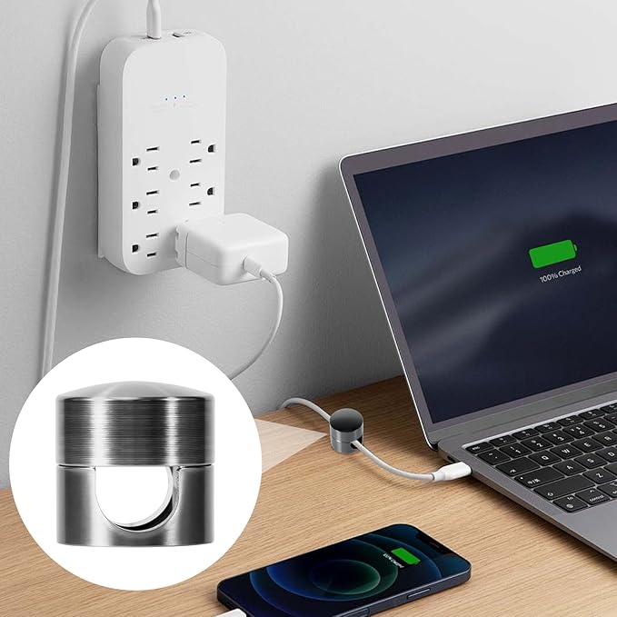 SmallCat 10 Sets Charger Holders for Cords, Black Color Adjustable Cable Anchor Holders, Adhesive Metal Cord Clips, Cable Management Wire Organizers for Desk, Office, Nightstand