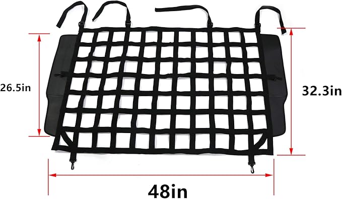 BESTAOO Pet Net Vehicle Safety Mesh Dog Barrier for Jeep Wrangler JK JL 4-Door 2007-2026, Fits Behind Rear Seat, Suitable for Medium, Large Pets, Easy to Install
