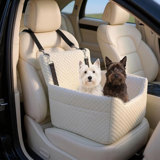 ALL GOOD PET SUPPLIES Dog Car Seat for Small/Medium Dogs Under 35lbs, Soft Booster Car Seat with Detachable Washable Cover and Cushion, Puppy Dog Car Bed