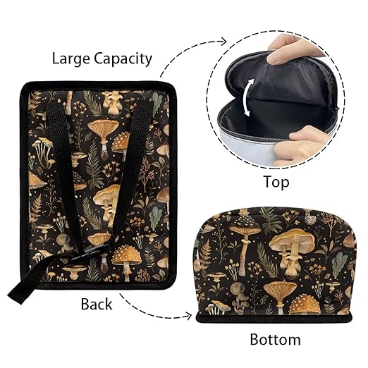 Talayituse Mushroom Leaf Print Car Trash Can, Portable Auto Garbage Bin Multifunctional Vehicle Interior Accessories with Adjustable Straps Universal Fit Truck SUV Sedan