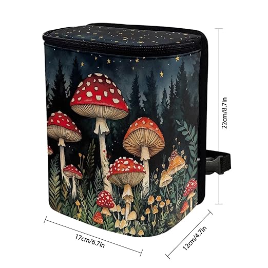KEIAHUAN Red Mushroom Car Garbage Bag Hanging Large Capacity Car Trash Can with Lid Multipurpose Garbage Bin Portable Grocery Organizer Bag for Back Front Seat