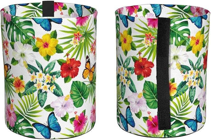 Car Trash Can Leaves Flowers Pattern Multipurpose Collapsible Leakproof Trash Bin Car Accessories for Car Automotive Truck SUV