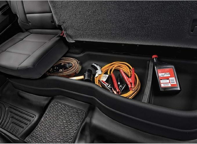 Auto Dynasty Rear Under Seat Tool Cargo Storage Box Organizer Compatible with 2014-2018 Chevy Silverado GMC Sierra 1500 Crew Cab, 2015-2019 Chevy Silverado GMC Sierra 2500HD 3500HD Crew Cab