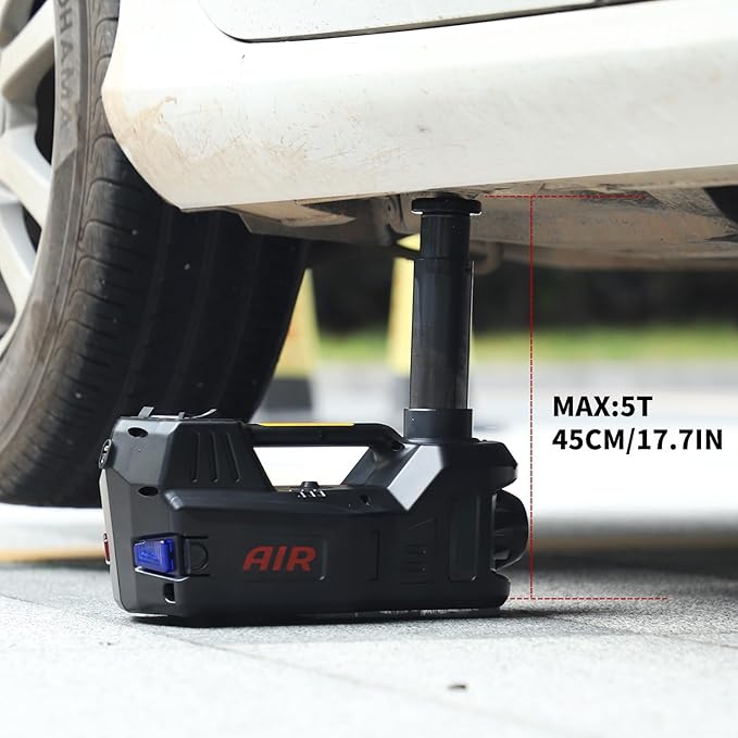 Electric Car Jack kit 5 Ton 12V Electric Floor Jack Lift for Vehicle, Electric Hydraulic Jack Auto Repair Tool Set with Built-in Inflator and Impact Wrench for SUV Sedan Truck Tire Change