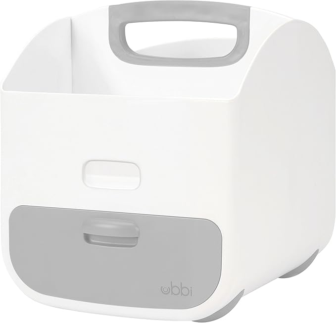 Ubbi Portable Diaper Changing Station Diaper Storage Caddy Organizer with Folding Changing Mat, Stores Baby Diapers, Wipes and Baby Accessories, Gray
