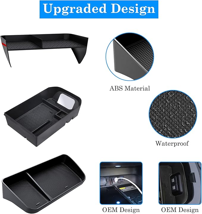DIAMOOKY Upgraded Center Console Organizer Compatible with Toyota RAV4 2025 2024 2023 2022-2019 Interior Accessories, Armrest Storage Box, Dash Storage Tray(Not for New 10.5'' Multimedia Display)-3pcs
