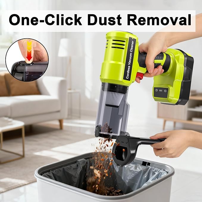 Adisipsoarin Cordless Vacuum Cleaner for Ryobi 18V Battery, Electric Handheld Vacuum Cleaner with 105AW Powerful Suction, Portable Vacuum Cleaner for Floor, Carpet, Car, Home (Battery Not Included)