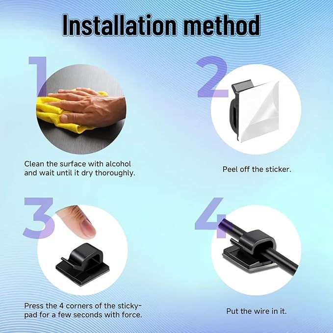 5/8 in Adhesive Cable Clips, 120pcs Outdoor Light Clips, Cord Clips, Sturdy Wire Clips, Finisher Wire Clamp for Home, Car, Office Wire Management Clips (Black, 5/8"-120PCS)