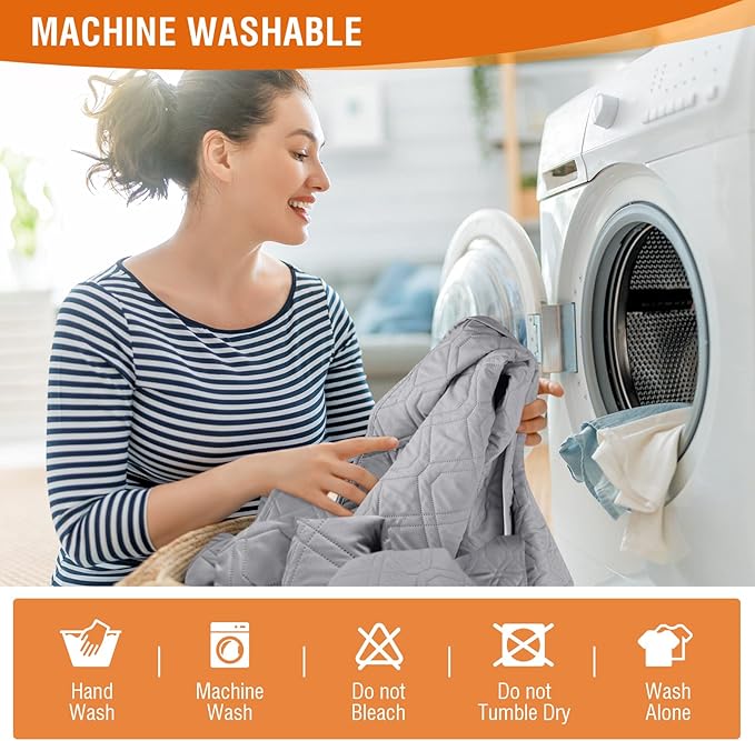 VANSOFY 100% Waterproof Recliner Chair Covers, Recliner Cover Non-Slip Dog Chair Cover Furniture Protector Washable Slipcover with Pocket, Elastic Straps for Pets, Dogs(Light Gray, 28")