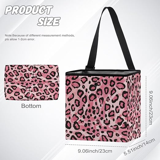 Leopard Cheetah Pink Pattern Car Trash Can Leak Proof Auto Trash Bag Hanging Vehicle Garbage Can Multipurpose Storage Container for Back Seat Car Accessories