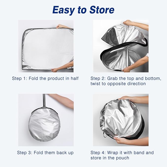 Windshield Sun Shade - Car Sun Shade Windshield, Compatible for Tesla Model 3/Y Customized, Tesla Model 3/Y Accessories 2025 Foldable Front Window Sunshade, Upgraded UV Protection Fabric