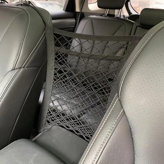 DoL Car Dog Net Barrier. Pet Mesh Barrier with Storage Bag for Water Bottles,DVDs. Stretchable Organizer Bag for Jeep,Off-Road,Pickup SUV. Barrier of Backseat Pet Kids.