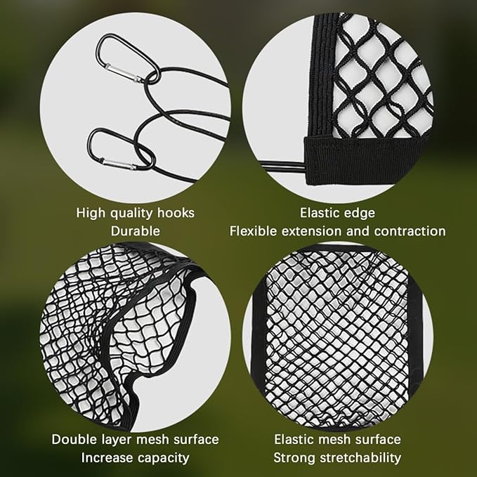 Mandark Dog Car Net Barrier, Stretchable Vehicle Pet Barrier with Safety Mesh Organizer, Auto Backseat Baby Divider Barrier & Storage Bag Accessories, Universal for SUV, RV, Truck