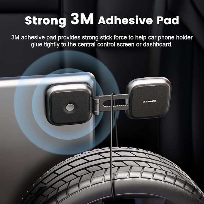 Phone Mount for Tesla Model 3 Model Y, Strong Magnetic Designed for MagSafe Car Mount Phone Holder for Tesla Screen Monitor, Invisible Foldaway Tesla Accessories for iPhone 12/13/14/15 Series