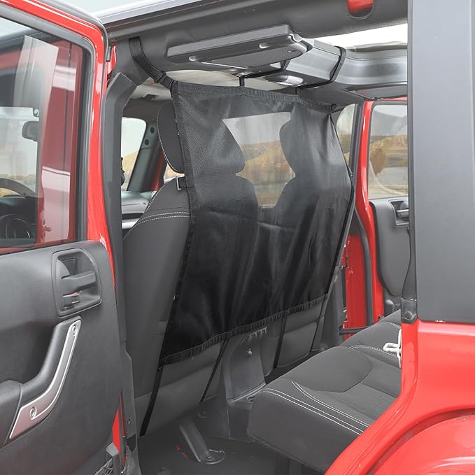 RT-TCZ for Wrangler Rear Seat Divider Net Mesh, Pet Dog Car Barrier for Jeep Wrangler JK JL Gladiator JT Cargo Net Black