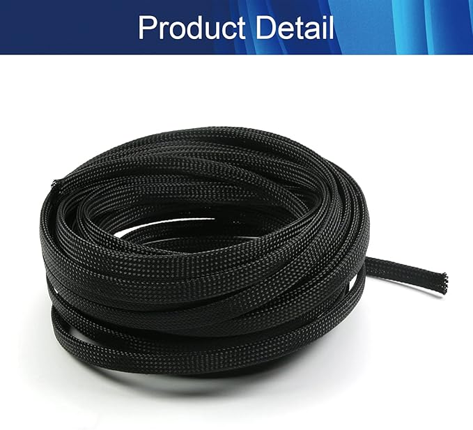 Aicosineg Cable Sleeve Braided Sleeving PET Wire Loom Tubing Cable 32.81ft-1/3inch Wrap Protector for HiFi Audio and Video Headphone Cable Protect Wires from Chewing of Pets Black