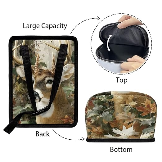 Talayituse Forest Elk Hunting Camo Print Car Trash Can with Lid, Leak Proof Auto Trash Bag Hanging Vehicle Garbage Can Multipurpose Storage Container for Back Seat Road Trip