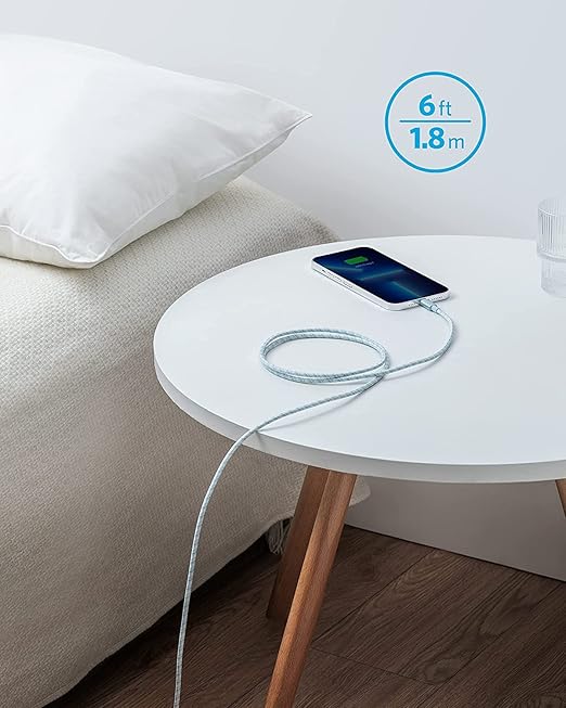 Anker USB A to Lightning Cable(6FT, 1Pack), MFi Certified Nylon USB to Lightning Cord for iPhone 14/13/12/11 Pro/11/XS MAX/XR/8/7/6s Plus Cable(Blue)