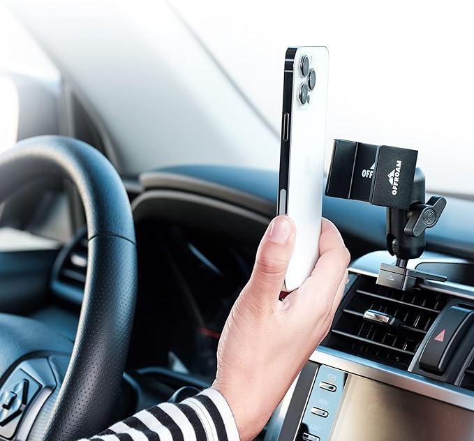 Offroam Phone Mount Made for Toyota 4Runner 2010-2024, CNC-Machined Aluminium, Universal Spring Loaded Holder, 360-Degree Swivel, One-Hand Operation