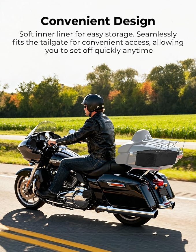 KEMIMOTO Rear Trunk Organizer Travel Soft Liner Luggage Bag 28L Compatible with Touring CVO Trike 1993-2025 Models for Street Glide Road Glide Road King (Standard Storage)