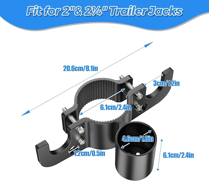 Joyzan Trailer Towing Chain Organizer, Aluminum 7 Way Plug Holder Heavy Duty RV Accessories Cover Kit Outside Camper Tongue Jacks Travel Side Hooks Cable Harness Fit Manual Electric 2" 2¼" Hitch