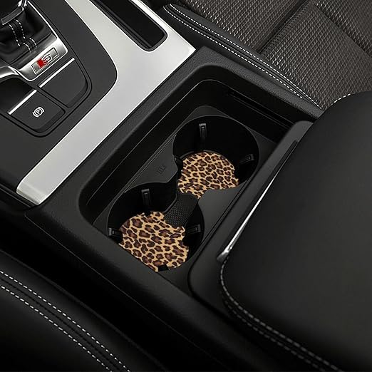 Cheetah Leopard Print Car Trash Bag Hanging Back of Seat Portable Car Trash Bag Cheetah Leopard Waterproof One-Handed Portable Strap Drawstring Garbage Bags with 2 Pieces Car Coasters