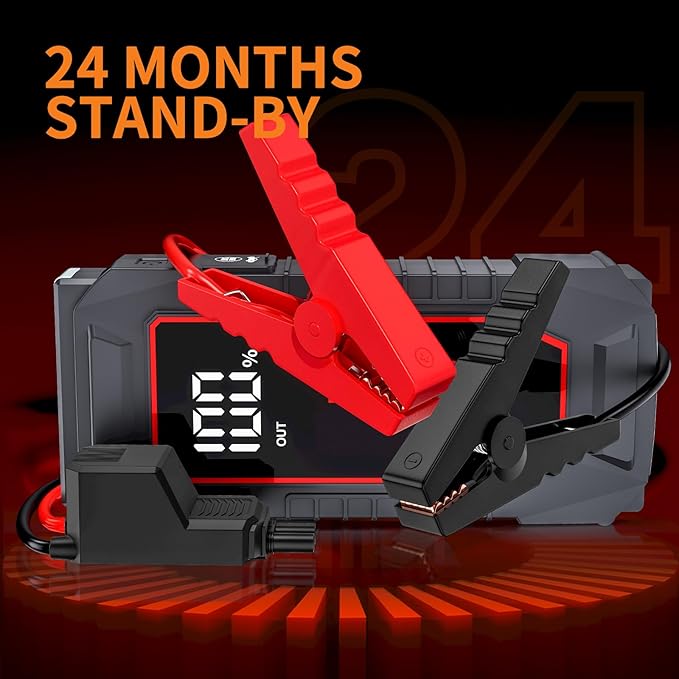 Car Battery Jump Starter, 5500A Peak Jump Starter Battery Pack for Up to All Gas and 10L Diesel Engines, 12V Portable Jump Starter Box with 3.0" LCD Display(Red)