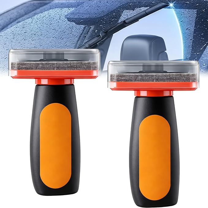 Dreyoo Glass Cleaner, Glass Oil Film Remover for Car, 120ml Roll-on Oil Film Remover with Cleaning Board, Automotive Cleaning Brush for Car Windows, Improves Clarity and Visibility (2pcs)