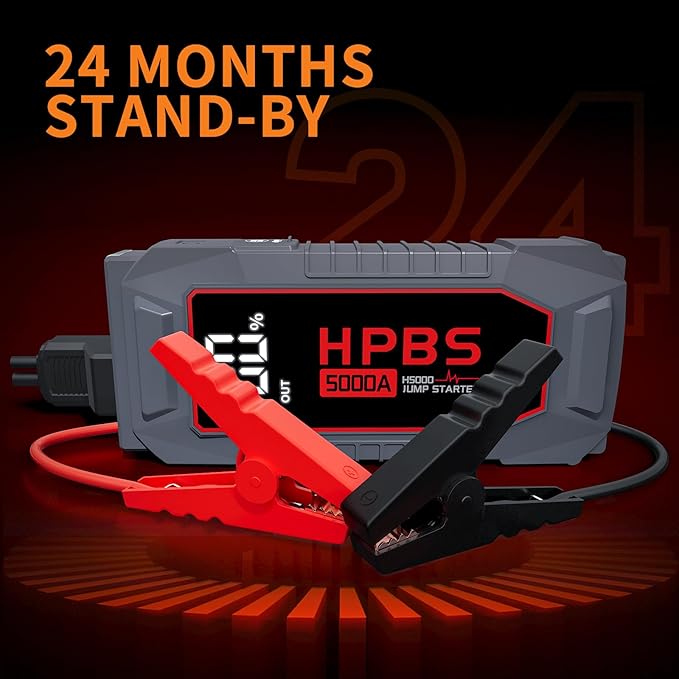 Car Jump Starter - 5000A Peak Jump Starter Battery Pack with DC for Up to All Gas and 10.0 L Diesel Engines, 12V Portable Battery Jump Starter with 3.0" LCD Display