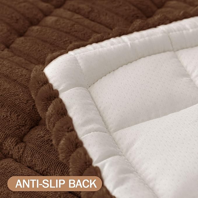 Smiry Couch Cover for Dogs Washable, Non Slip Fuzzy Pet Couch Covers for 3 Cushion Sofa Pet Friendly, Thick Soft Sofa Slipcovers Cushion Protector (Brown, 27.6" x 47")
