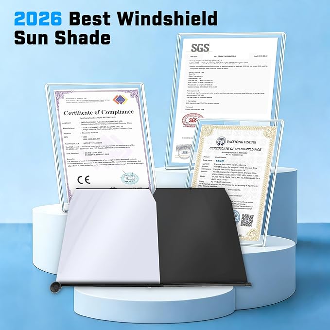KUST Upgraded 2 Pack Retractable Automotive Sunshade Car Window Sunshades (Not fit for Truck), Adjustable Auto Thickened Sunshade, Car Accessories for All Season, Black and Silver, Blocks UV Rays
