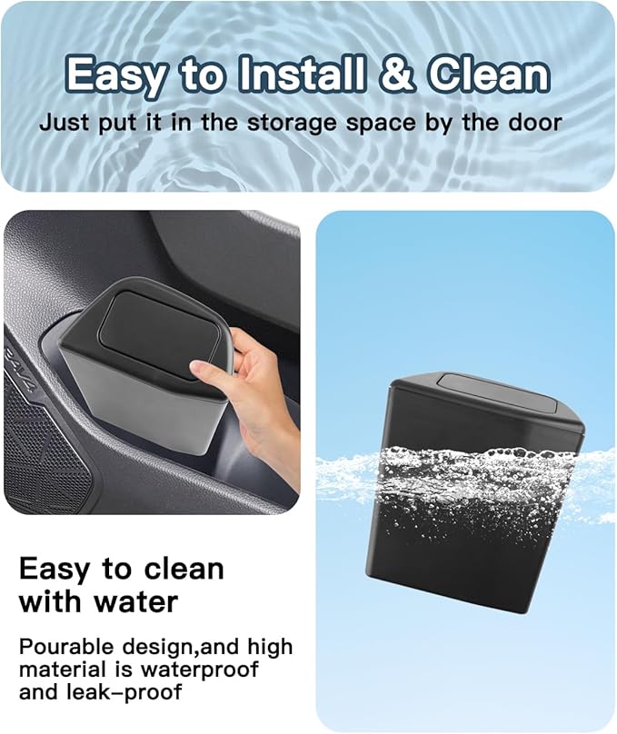 2019-2025 RAV4 Trash Can for Toyota RAV4 XA50 Accessories Portable Mini Car Trash Bin with Lid for Storage Organizer Car Door Garbage Can Compatible with 2019-2022 2023 2024 2025 Toyota RAV4