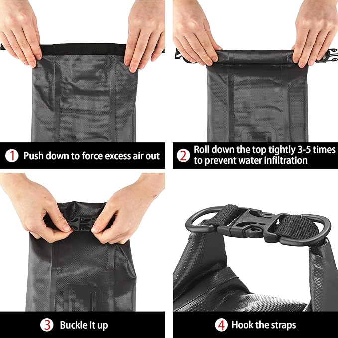 Boat First Aid Kit Waterproof, WELL-STRONG Marine Emergency Kit with Roll Top Dry Bag for Boating Fishing Kayaking – Water-Resistant Contents for Camping & Beach(Dark Grey)
