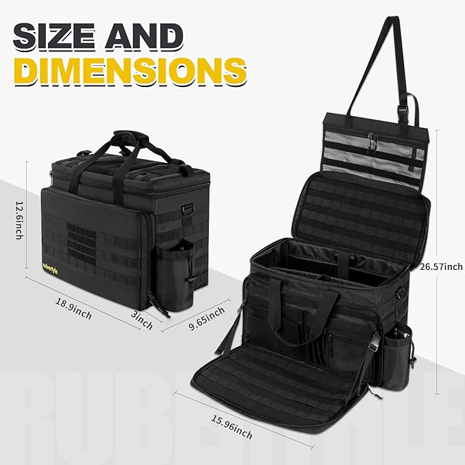 Car Front Seat Organizer | Patrol Bag | large police duty bag | 35L size 15" laptop compatible | Military Duffle for patrol, Gym, Camping, Hunting, Range | DIY space