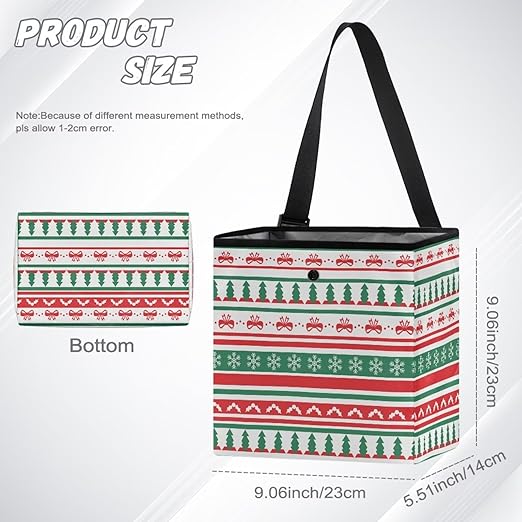 Car Trash Can Hanging Trash Bin Leak-Proof Collapsible Car Garbage Bag, Car Accessories 2 Gal Large Capacity Multipurpose Storage Container, Ugly Christmas Pattern