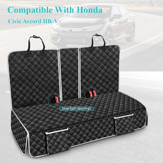 Dog Car Seat Cover Compatible with Honda Civic Accord HRV HR-V Si Sedan Hatchback Sport LX EX EX-L Hybrid Rear Back Seat Accessories, Waterproof Pet Bench Backseat Covers with Backing 2000-2026