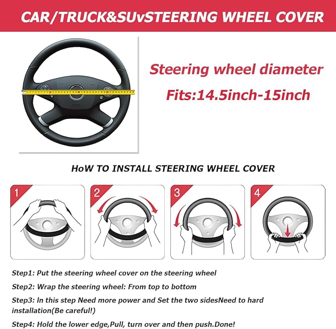 Mandark Car Steering Wheel Cover, Suede Sport Vehicle Steer Wheel Protector Fitting 15 Inch, Non-Slip Comfortable Automotive Interior Decoration Accessories, Universal for Most Cars (Purple)