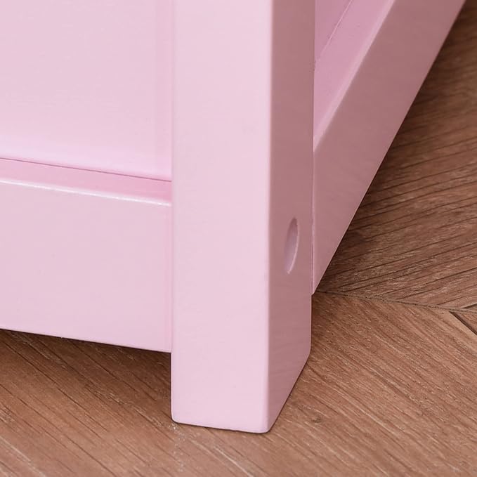 Qaba Toddler Toy Box Storage Bench with Large 27 Liter Interior, Kids Storage Bench Seat with Storage for Toddler Playroom Furniture, Kids Bedroom Furniture, Toy Organizer and Storage Bin Pink