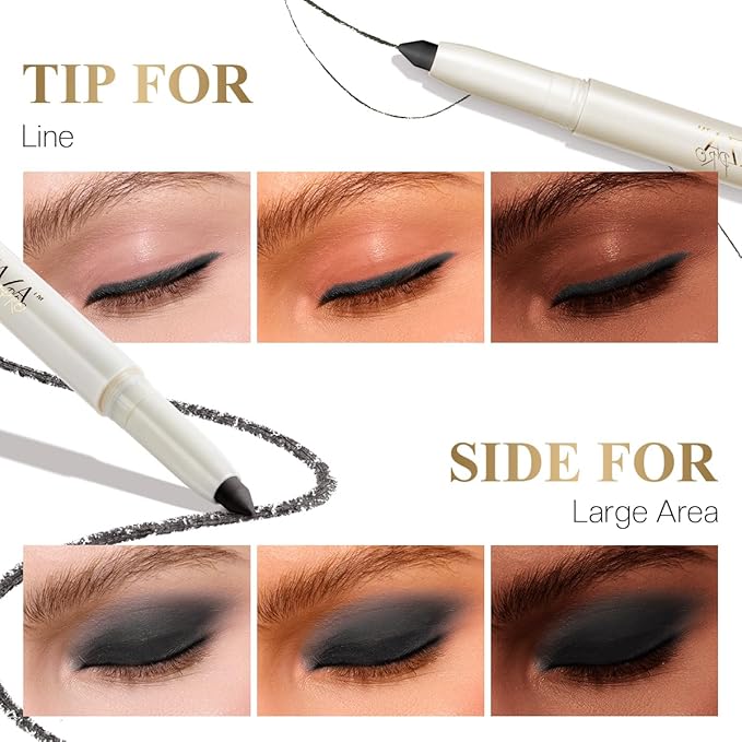 Eyeshadow Makeup Stick, Cream Shimmer, Eyeshadow Highlighter Makeup Eye Brightener Pencil Sticks Cosmetics, with Built-in Brush and Sharpener