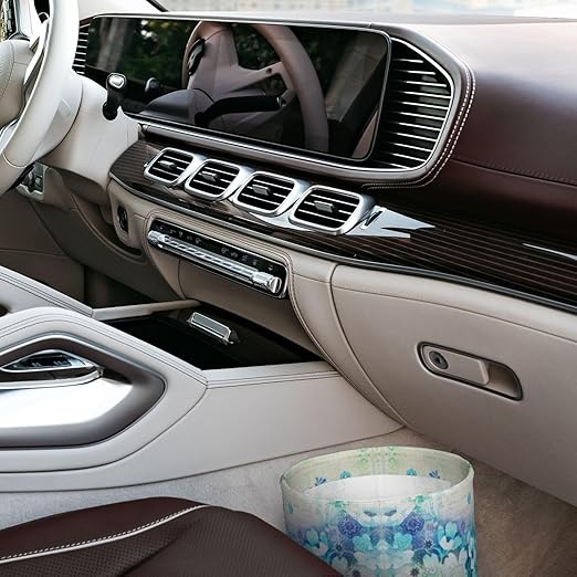 Peacocks and Flowers Car Trash Can Leak Proof Hanging Waterproof Garbage Can Multipurpose Trash Bin for Car SUV Front Seat Headrest Collapsible and Portable Storage Pocket