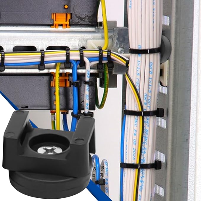 Magnetic Cable Zip Tie Base, Heavy Duty 18lbs Vertical Tension, Multipurpose Wire Clips Management Holder, Supplies for Electrical Cable Wire Organization (22mm, Count, 20)