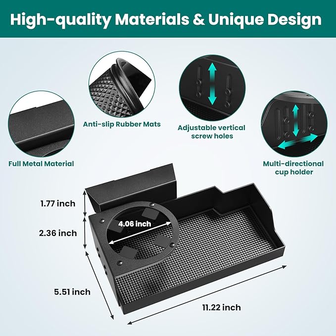 Metal Center Console Hanging Organizer Box with Cup Holder Compatible with 2019-2026 Chevy Silverado/GMC Sierra 1500 and 2020-2026 Chevrolet Silverado/Sierra 2500HD 3500HD Tray Accessories